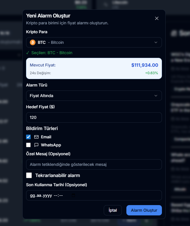 Create Alerts - Ekran Görüntüsü